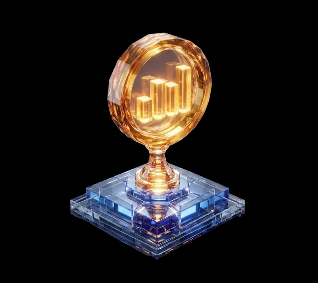 Marketing strategy trophy magnifier illustration